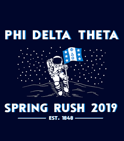 Phi Delta Theta Shirt college festive frat fraternity illustration rush sorority space spaceman spring spring break springtime typography vector