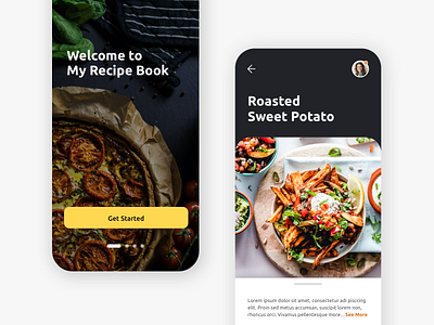 Recipe Book App app application food food app food photography minimal minimalist mobile app mobile application phone app photography recipe recipe app recipe book ui ui design ux ux design