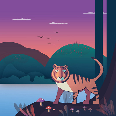 Tiger animal art illustration vector