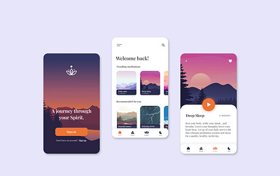 Spirit - Meditation App app design meditation meditation app mindfulness mobile design mobile ui spirit ui ui design ux ux design