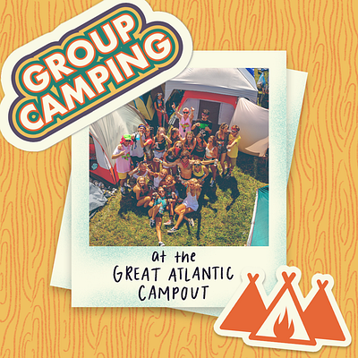 Group Camping camping firefly polaroid wood grain