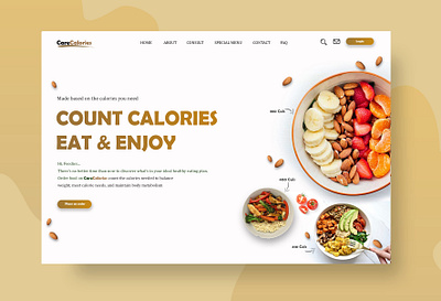 Healthy Food #Carecalories | LANDING PAGE branding clean design clean ui design flat food food and drink landingpage landingpagefood minimal ui ux web website