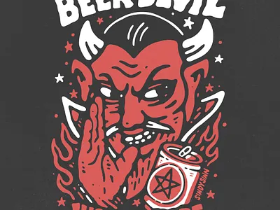 BEER DEVIL: Shirt Design apparel beer beer label cartoon comic devil evil hand drawn illustration logo monster poster skull tattoo vector vintage