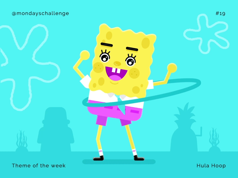 Sponge Bob Squarepants character design flat design hula hoop illustration vector motion design motiongraphics spongebob squarepants