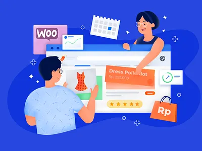 Build an Online Shop - Cover WooCommerce Ebook for Niagahoster affinity designer build flat illustration online shop