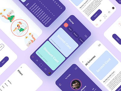 Upcoming App for Retailers android card design cards clean concept designer ecommerce finance flat illustrations interaction ios minimal mobile mobile design mobile ui purple retail trending