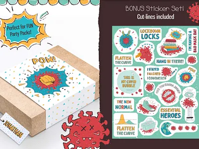 COVID-19 SURVIVAL PACK 15 awareness corona virus covid 19 covid19 cute coronas cute illustration design fun illustrations grunge illustration illustration mixed media party packs schneckicreative simple thoughtful gifts vectorpattern