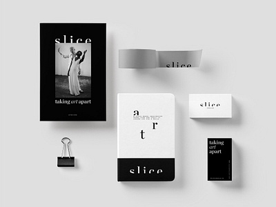 Branding Materials for Slice ai black and white branding branding and identity design design system layout logo logotype minimal visual identity