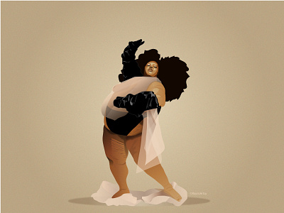 Neema - Grace african woman afro art black girl body positive dark skin design illustration minimal model plus size sexy vector