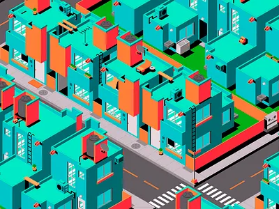 Isometric Houses 3d 3d art beno design gradient houses icon illustrator isometric isometric art orange ui