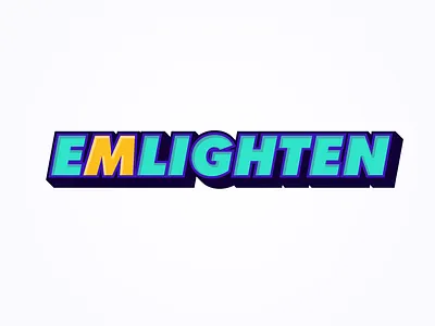 EMLIGHTEN Logo aqua branding design green illustration letter logo shadow text typography vector yellow