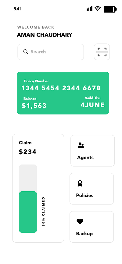 Insurance app design flat typography ui ux