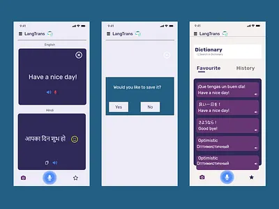 Language translation app for an iPhone user. adobexd ios app design languagetranslator mobileapp mobileappdesign ui ux uxdesign uxuidesign