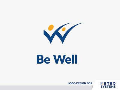 Logo Be Well be well blue dalex desig digital dragos dragos alexandru health logo logo w logotype metro metro systems people symbol w well wellbeing yellow