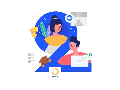 Phase 2 2 agenda covid19 dog happy home laptop mail man plants post it tasks women working