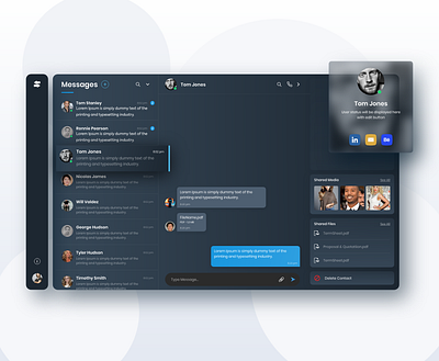 Dark Theme Chat App chat app messages profile web app