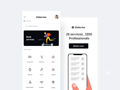Services app concept delivery doctor engineer mobile app repair servers service service app ux uxui