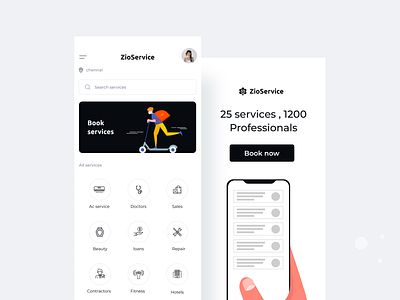 Services app concept delivery doctor engineer mobile app repair servers service service app ux uxui