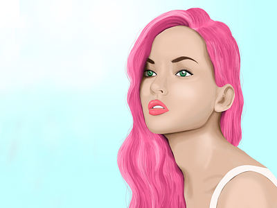 Pink lady beauty design digital digital art digital illustration digital painting digitalart drawing girl graphic design green eyes illustration illustrator lady model photoshop pink pink hair wacom woman