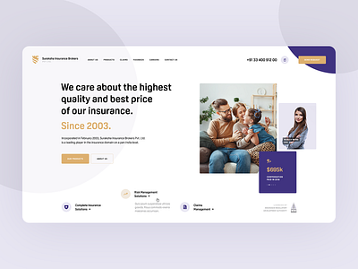 Suraksha Insurance Brokers 🛡 agency broker design family health healthcare hero insurance intro landingpage minimalistic onepage poland ui usa ux web webdesign webdesigner wordpress