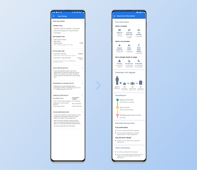 Redesigned - Policies for Cabs in Goibibo app app cab design live ola redesign ride travel uber ux