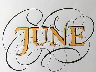 June flourishes lettering sketch
