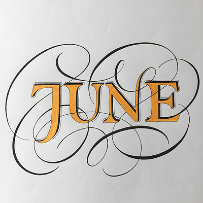 June flourishes lettering sketch