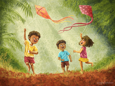 Flying kite 2d cartoon character character design children children book illustration digital art digital painting drawing dribbble flying kite illustration