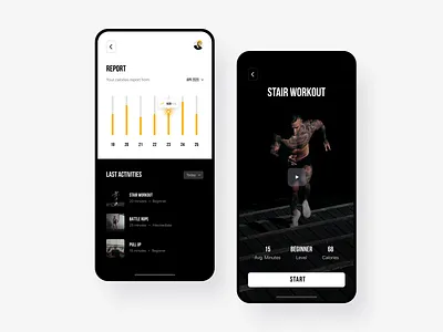 Workout App app app design chart clean design exercise mobile app mobile app design ui ui design user interface workout workout app workout tracker workouts yoga