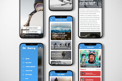 US Ski Team - Ski Racing app articles athletes clean design menu mobile ski ski racing splash splash screen sports sports app ui ux winter