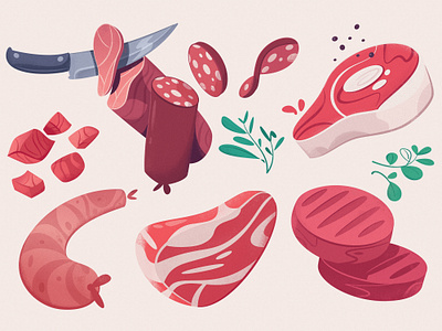 Meat cartoon farm food food app illustration marketplace meat vector