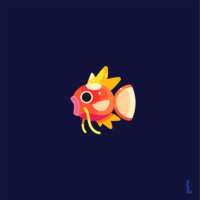 Magikarp art blue clean design fish flat illustration illustrator minimal pokemon red vector water yellow