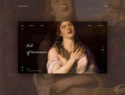 Renaissance concept. Titian art concept creativity daily interaction main mainpage minimal renaissance ui uidesign uiux ux uxui web design website