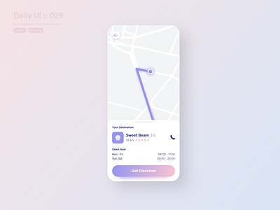 Map with location direction #dailyui #029 029 app application clean clean design clean ui dailyui design direction location location app location pin location tracker map maps pastel pastel colors ui userinterface