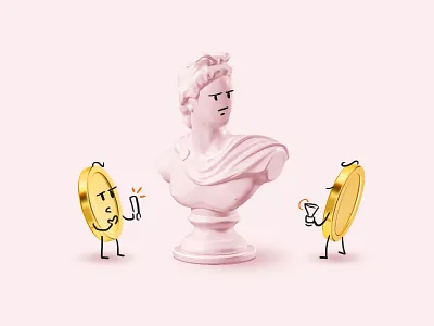 Art investment 3d art business bust capital character coins comix fun illustration investment money shooting simple stroke thinking vc venture