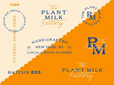 PMF Logo Sheet brand identity branding creamery design hand lettering icecream illustration lettering logo logo sheet new york package design plant milk retro script type typography vegan vegan brand vintage