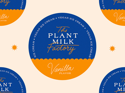 PMF Lid Design brand identity branding design hand lettering hand rendered type ice cream icecream illustration lettering logo milk man package design plant milk retro type typography vanilla vegan vegan food vintage