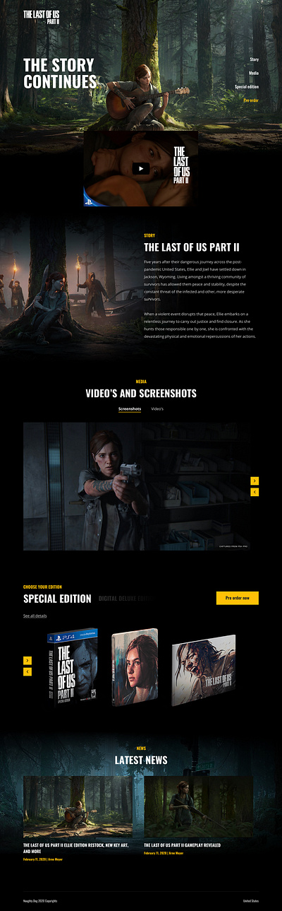 The Last Of Us Part II landing page draft game game of thrones games inspiration landing landingpage last user web webdesign webdesigns