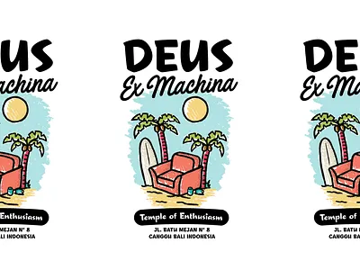 Deus Ex Machina apparel artwork beach competition deus illustration lettering lockup surfing tshirt typography