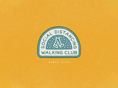Social Distancing Walking Club badge illustration lettering lockup logotype texture