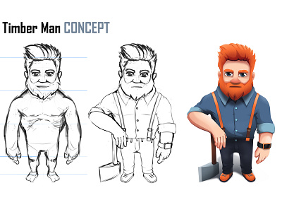 Timberman Concept cartoon character concept concept art digital paint game art photoshop