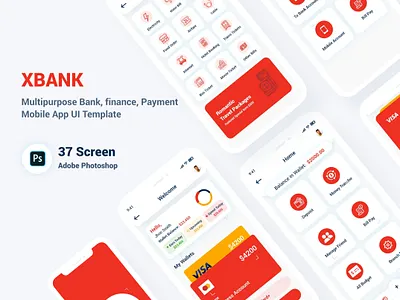 Multipurpose Banking Wallet Mobile App UI Template android banking bill finance incentives kit modern money online payment psd template transaction transfer ui wallet