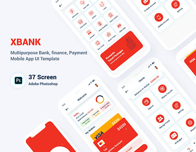 Multipurpose Banking Wallet Mobile App UI Template android banking bill finance incentives kit modern money online payment psd template transaction transfer ui wallet