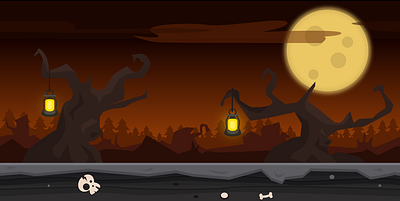 Horror 1 - Game Background bones design flat full full moon horror illustration lantern night paralax red moon scary vector woods