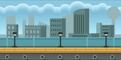 Classic City - Game Background blue buildings city design flat illustration paralax sky town vector