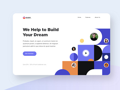 Aven - Landing Page ( Sketch Freebie ) design dribbble best shot freebie freebies illustration landing landing page landing page design landingpage minimal trend 2020 ui user experience user interface design userinterface ux web webdesign website website concept