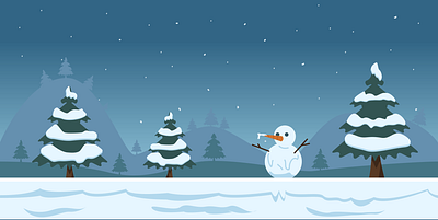 Winter - Game Background background design flat illustration paralax snow snowman vector winter