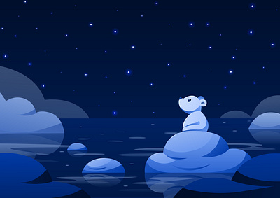 Winter north landscape. Cute teddy bear on ice floe on star adobe illustrator adobeillustrator adorable animal cartoon character character cute illustrator landscape teddybear vector white bear winter