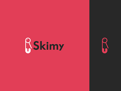Skimy logo magnifying glass minimal modern pin safety pin