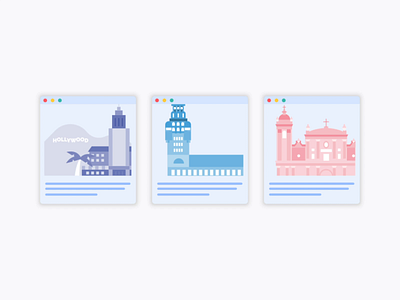 City Illustrations for Site animation branding card card design cards ui city design flat icon identity los angeles montevideo paraguay ui uruguay ux web